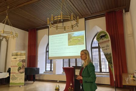 Landwirtin aus Thüringen beim Vortrag