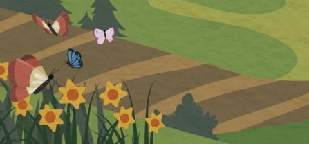 Grafik mit Schmetterlingen und Blumen