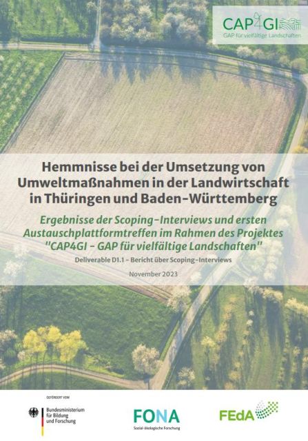 Titelblat des Berichts, Agrarlandschaft aus der Vogelperspektive als Hintergrundbild